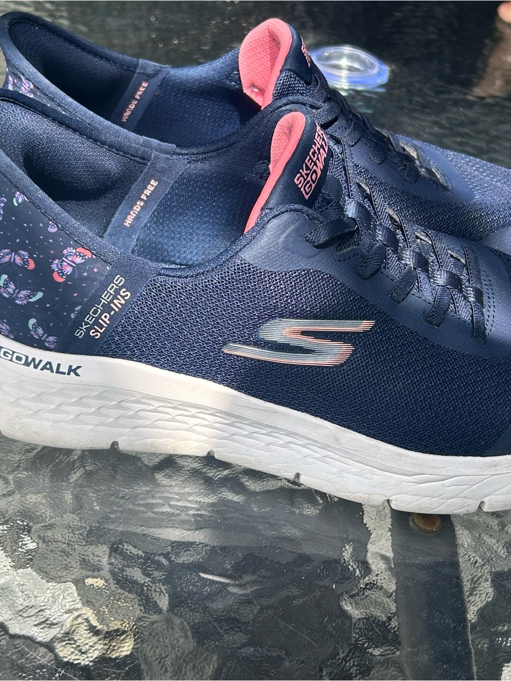 Skechers GOwalk Navy with Pink Accent Slip-On Athletic Sneakers